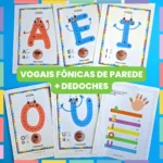 Aprendendo-as-Vogais-Atividades-da-Apostila-2-vogais-fonicas-de-parede-dedoches-Atividades-de-Alfabetizacao-Foto-caseira